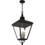 27378-04 4 Light Black Outdoor Extra Large Pendant Lantern with Brushed Nickel Finish Cluster-Lighting LumensLantern