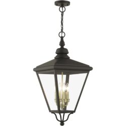 27378-07 4 Light Bronze Outdoor Extra Large Pendant Lantern with Antique Brass Finish Cluster-Lighting LumensLantern