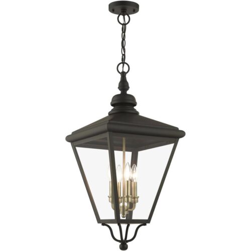 27378-07 4 Light Bronze Outdoor Extra Large Pendant Lantern with Antique Brass Finish Cluster-Lighting LumensLantern