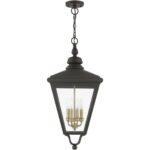 27378-07 4 Light Bronze Outdoor Extra Large Pendant Lantern with Antique Brass Finish Cluster-Lighting LumensLantern