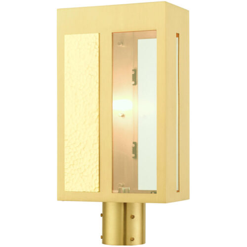 27416-12 1 Light Satin Brass Outdoor Post Top Lantern-Lighting LumensLantern