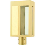 27416-12 1 Light Satin Brass Outdoor Post Top Lantern-Lighting LumensLantern