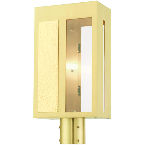 27416-12 1 Light Satin Brass Outdoor Post Top Lantern-Lighting LumensLantern