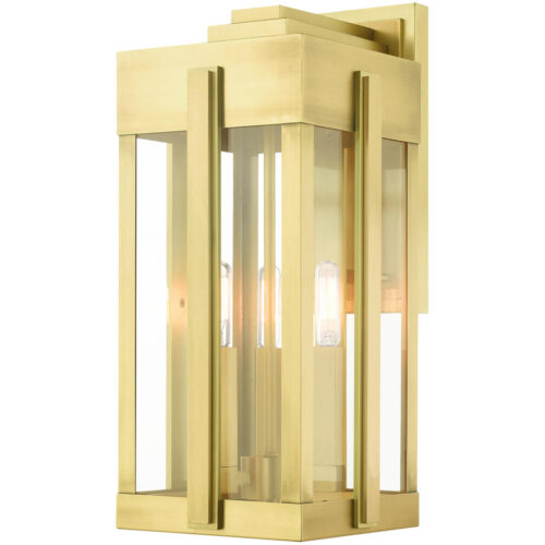 27714-08 3 Light Natural Brass Outdoor Wall Lantern-Lighting LumensLantern