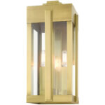 27714-08 3 Light Natural Brass Outdoor Wall Lantern-Lighting LumensLantern