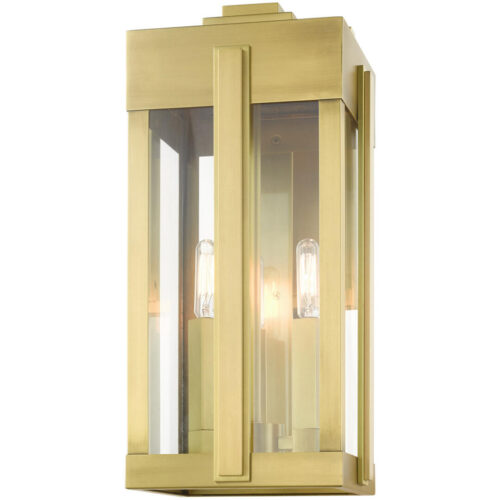 27714-08 3 Light Natural Brass Outdoor Wall Lantern-Lighting LumensLantern