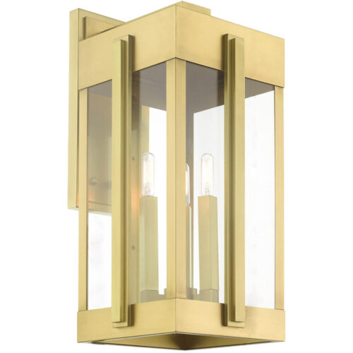 27715-08 3 Light Natural Brass Outdoor Wall Lantern-Lighting LumensLantern