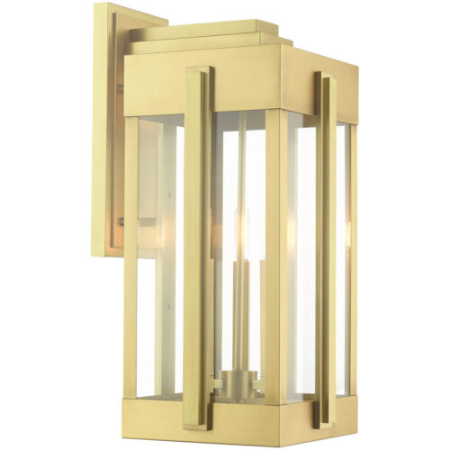 27715-08 3 Light Natural Brass Outdoor Wall Lantern-Lighting LumensLantern