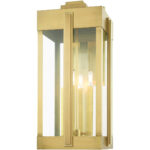 27716-08 4 Light Natural Brass Outdoor Wall Lantern-Lighting LumensLantern