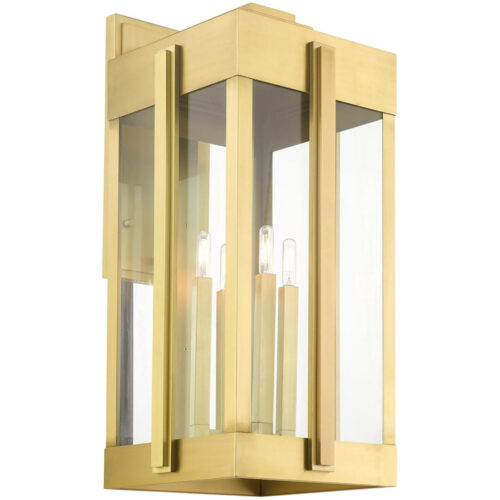 27716-08 4 Light Natural Brass Outdoor Wall Lantern-Lighting LumensLantern