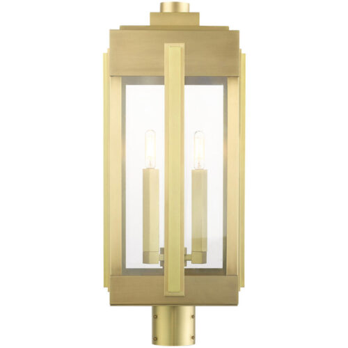 27717-08 3 Light Natural Brass Outdoor Post Top Lantern-Lighting LumensLantern