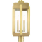 27717-08 3 Light Natural Brass Outdoor Post Top Lantern-Lighting LumensLantern