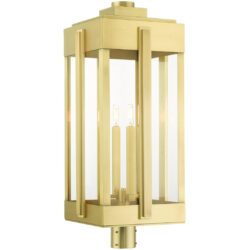 27719-08 4 Light Natural Brass Outdoor Post Top Lantern-Lighting LumensLantern