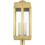 27719-08 4 Light Natural Brass Outdoor Post Top Lantern-Lighting LumensLantern