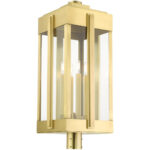 27719-08 4 Light Natural Brass Outdoor Post Top Lantern-Lighting LumensLantern