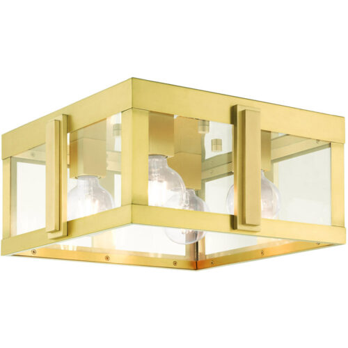 27723-08 4 Light Natural Brass Outdoor Flush Mount-Lighting LumensBath/Flush Mounts