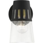 27971-04 1 Light Black Outdoor Small Wall Lantern with Soft Gold Finish Accents-Lighting LumensLantern