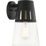 27972-04 1 Light Black Outdoor Medium Wall Lantern with Soft Gold Finish Accents-Lighting LumensLantern