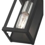 28031-04 1 Light Black Outdoor ADA Small Wall Lantern with Brushed Nickel Finish Accents-Lighting LumensLantern