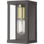 28031-07 1 Light Bronze Outdoor ADA Small Wall Lantern with Antique Gold Finish Accents-Lighting LumensLantern