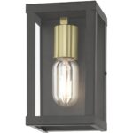 28031-07 1 Light Bronze Outdoor ADA Small Wall Lantern with Antique Gold Finish Accents-Lighting LumensLantern