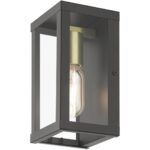 28031-07 1 Light Bronze Outdoor ADA Small Wall Lantern with Antique Gold Finish Accents-Lighting LumensLantern