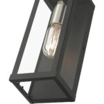 28032-04 1 Light Black Outdoor ADA Medium Wall Lantern with Brushed Nickel Finish Accents-Lighting LumensLantern