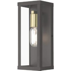 28032-07 1 Light Bronze Outdoor ADA Medium Wall Lantern with Antique Gold Finish Accents-Lighting LumensLantern