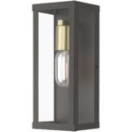 28032-07 1 Light Bronze Outdoor ADA Medium Wall Lantern with Antique Gold Finish Accents-Lighting LumensLantern