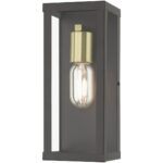 28032-07 1 Light Bronze Outdoor ADA Medium Wall Lantern with Antique Gold Finish Accents-Lighting LumensLantern