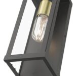 28032-07 1 Light Bronze Outdoor ADA Medium Wall Lantern with Antique Gold Finish Accents-Lighting LumensLantern