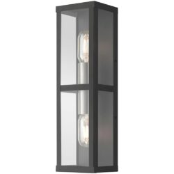 28033-04 1 Light Black Outdoor ADA Wall Lantern with Brushed Nickel Finish Accents-Lighting LumensLantern