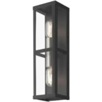 28033-04 1 Light Black Outdoor ADA Wall Lantern with Brushed Nickel Finish Accents-Lighting LumensLantern