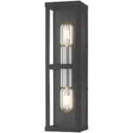 28033-04 1 Light Black Outdoor ADA Wall Lantern with Brushed Nickel Finish Accents-Lighting LumensLantern