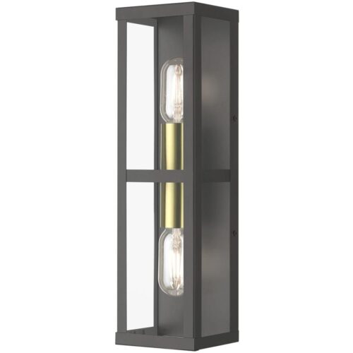 28033-07 1 Light Bronze Outdoor ADA Wall Lantern with Antique Gold Finish Accents-Lighting LumensLantern