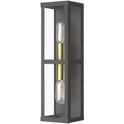 28033-07 1 Light Bronze Outdoor ADA Wall Lantern with Antique Gold Finish Accents-Lighting LumensLantern