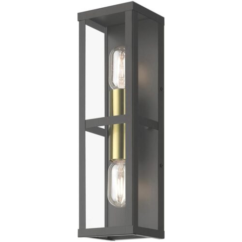 28033-07 1 Light Bronze Outdoor ADA Wall Lantern with Antique Gold Finish Accents-Lighting LumensLantern