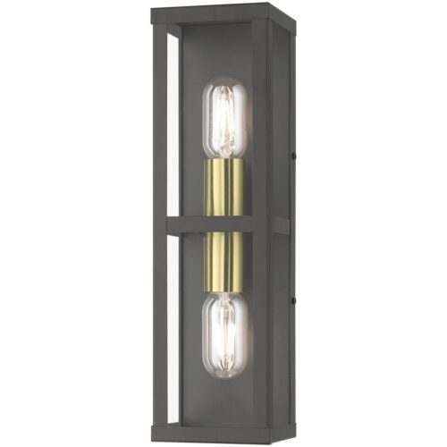 28033-07 1 Light Bronze Outdoor ADA Wall Lantern with Antique Gold Finish Accents-Lighting LumensLantern