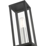 28034-04 1 Light Black Outdoor Post Top Lantern with Brushed Nickel Finish Accents-Lighting LumensLantern