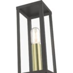 28034-07 1 Light Bronze Outdoor Post Top Lantern with Antique Gold Finish Accents-Lighting LumensLantern