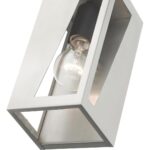 28931-91 1 Light Brushed Nickel Outdoor Small ADA Wall Lantern with Black Finish Accents-Lighting LumensLantern