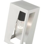 28931-91 1 Light Brushed Nickel Outdoor Small ADA Wall Lantern with Black Finish Accents-Lighting LumensLantern