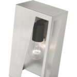 28932-91 1 Light Brushed Nickel Outdoor Medium ADA Wall Lantern with Black Finish Accents-Lighting LumensLantern