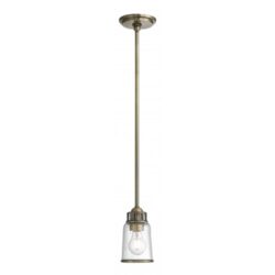 1 Light Antique Brass Mini Pendant with Hand Blown Clear Seeded Glass Shade-Lighting LumensPendant Lights