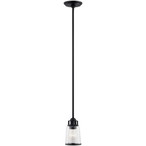 1 Light Black Mini Pendant light Hanging Light Fixture with Hand Blown Clear Seeded Glass Shade-Lighting LumensPendant Lights