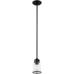 1 Light Black Mini Pendant light Hanging Light Fixture with Hand Blown Clear Seeded Glass Shade-Lighting LumensPendant Lights