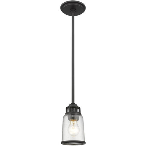 1 Light Bronze Mini Pendant with Hand Blown Clear Seeded Glass Shade-Lighting LumensPendant Lights