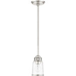 1 Light Brushed Nickel Mini Pendant with Hand Blown Clear Seeded Glass Shade-Lighting LumensPendant Lights