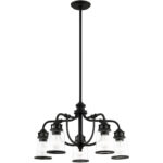 5 Light Black Chandelier with Hand Blown Clear Seeded Glass Shade-Lighting LumensChandeliers