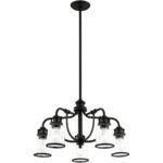 5 Light Black Chandelier with Hand Blown Clear Seeded Glass Shade-Lighting LumensChandeliers